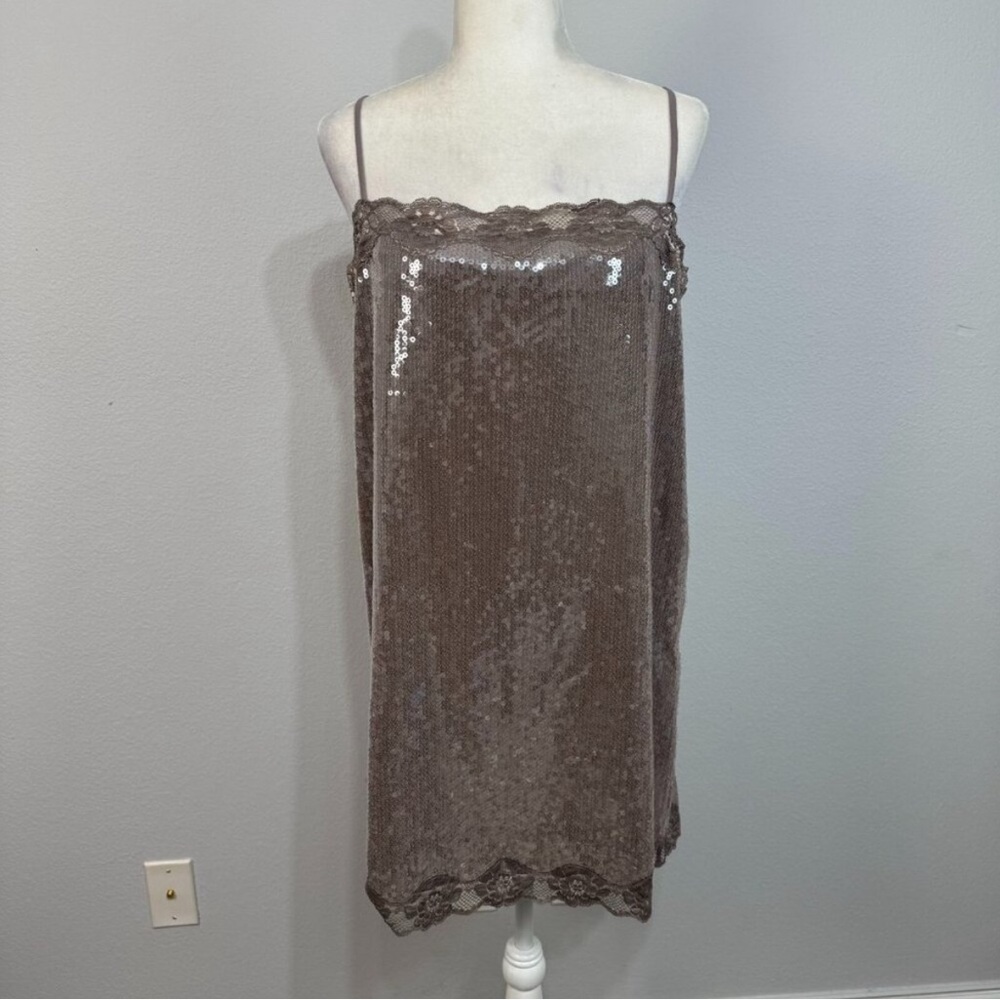 NWOT Reformation Nadene Women's Sleeveless Mini Dress Lace Trim Sequined Size L